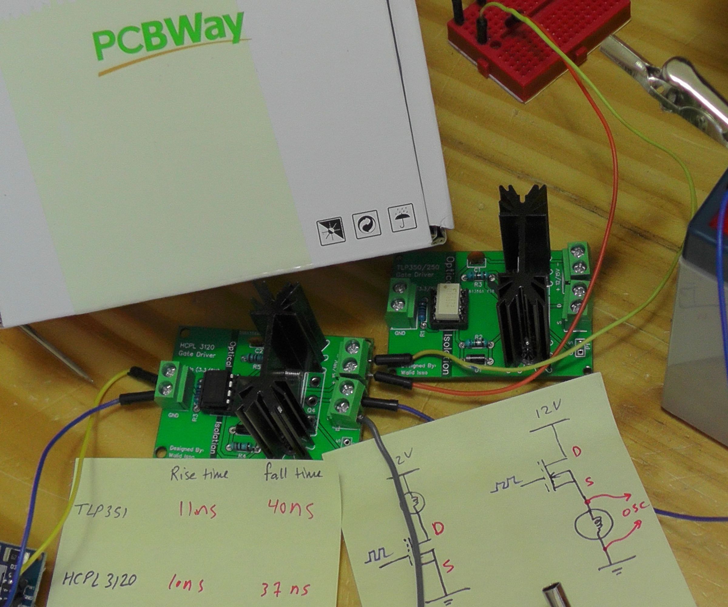 في المختبر:: 79-  قيادة الترانزستور باستخدام (HCPL3120  ) في (Low & High Side) مع PCBWay