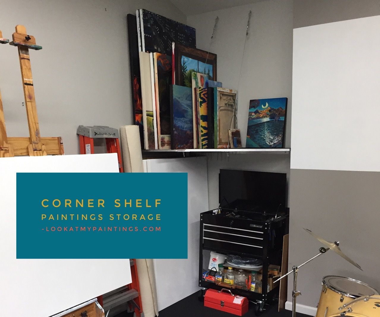 Corner Shelf, Paintings Storage 12 Steps