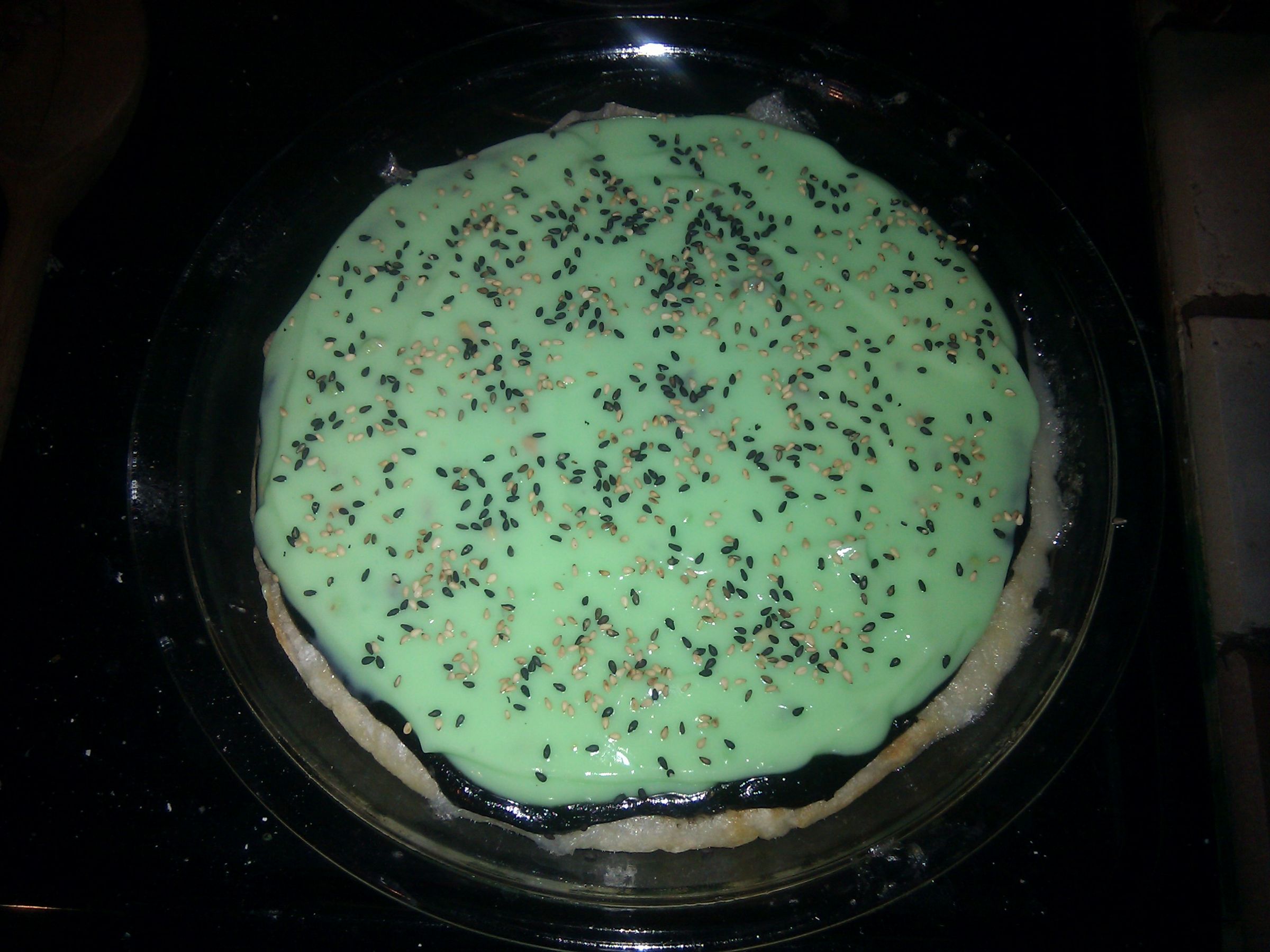 Chewy Gooey Mochi Sesame Pistachio Pie