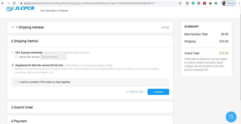 Select Shipping Address and Payment Mode