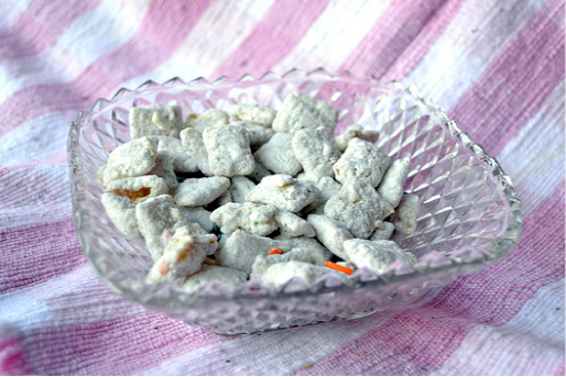 Holiday Inspired Cake Batter Puppy Chow