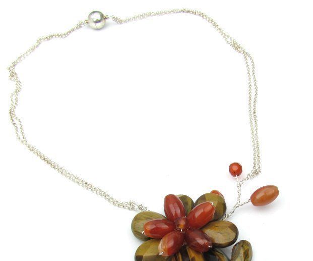 Wired Gemstone Flower Necklace