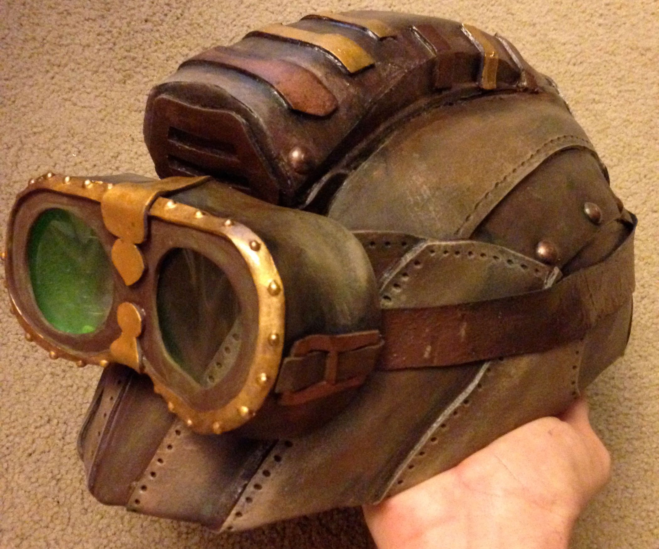 dot steampunk motorcycle helmet Silver w/Goggles & More #H39419XSIL () Jamin Leather a helmet made of synthetic leather and plastic Mayhem German Style Motorcycle Helmet