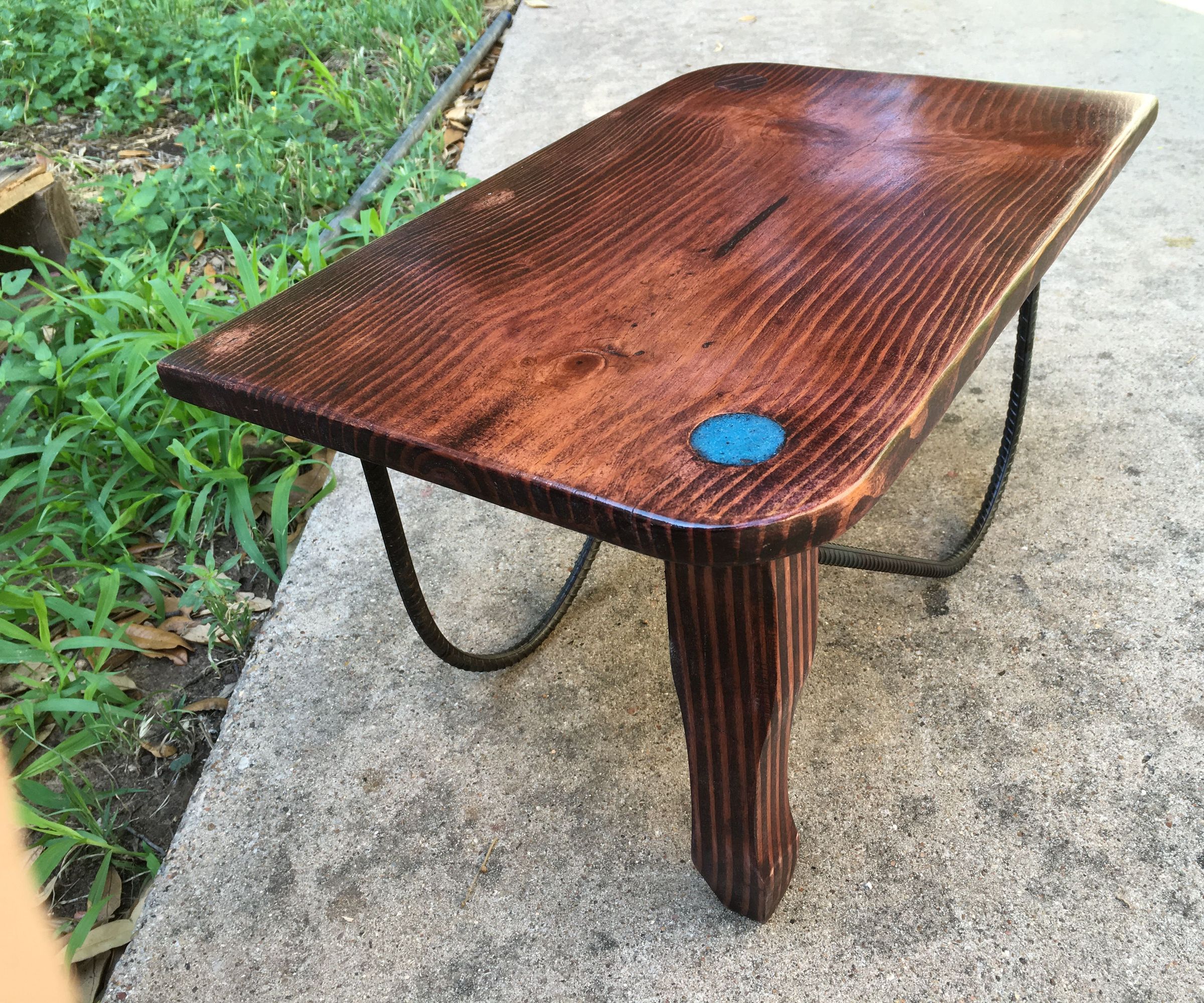 Pine and Rebar Footrest