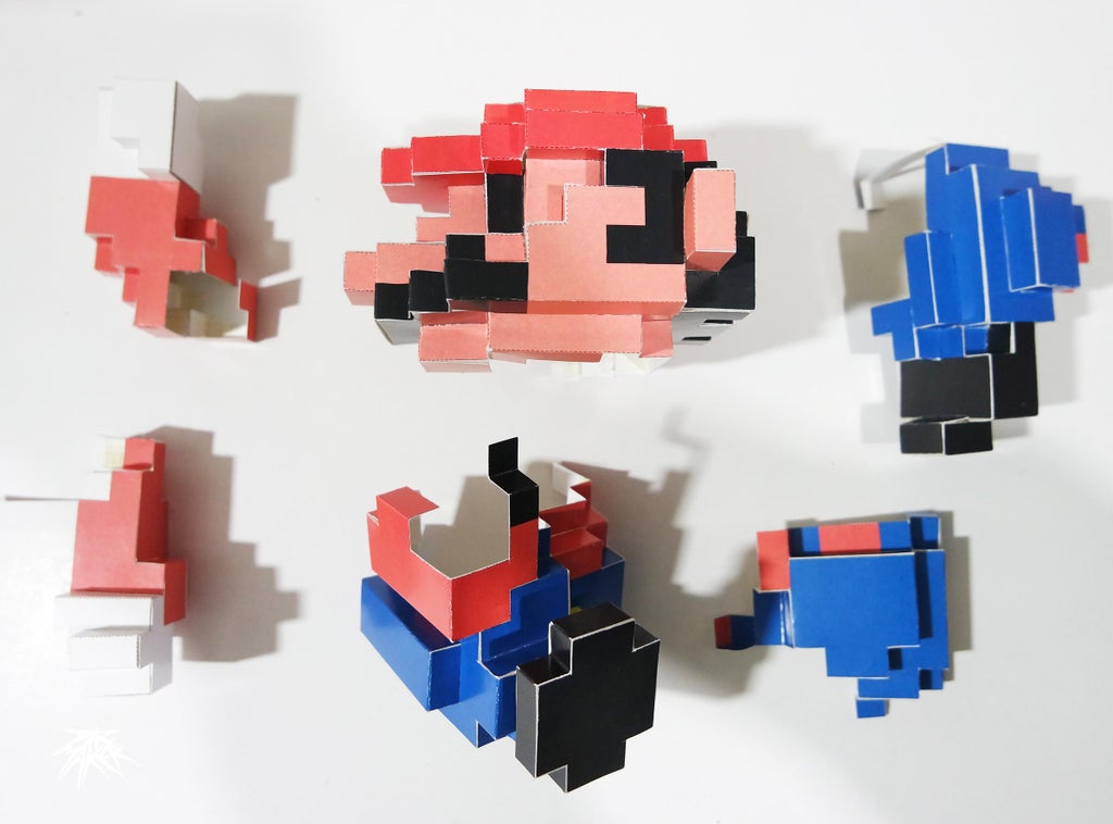 Mario 8 Bit 3d Pixel Paper Art 15 Steps With Pictures Instructables Mario 8 Bit 3d Pixel Paper Art 15 Steps With Pictures Instructables