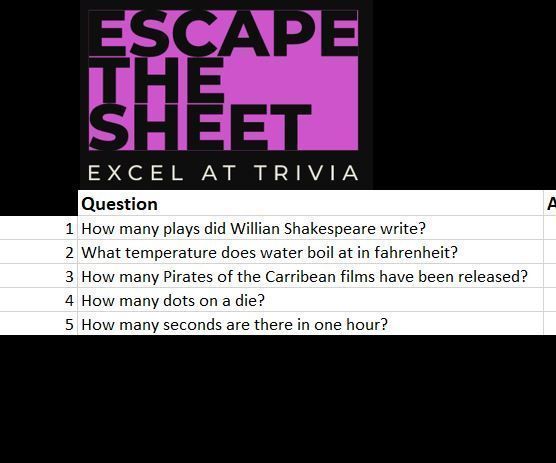 Escape the Sheet (Excel Puzzle)