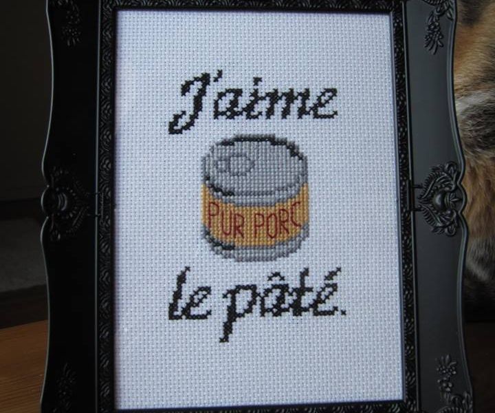 J'aime le pâté cross stich embroidery + pattern