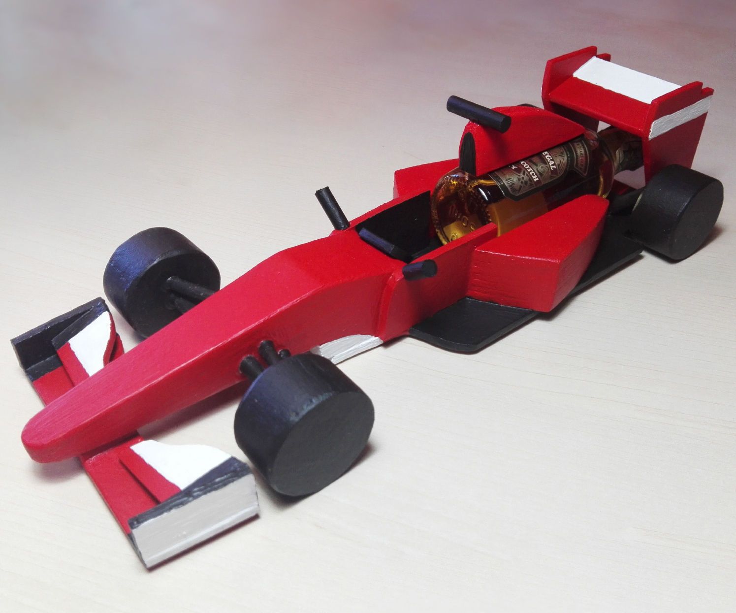 F1 Car With Miniature Bottle From Scrap Pieces