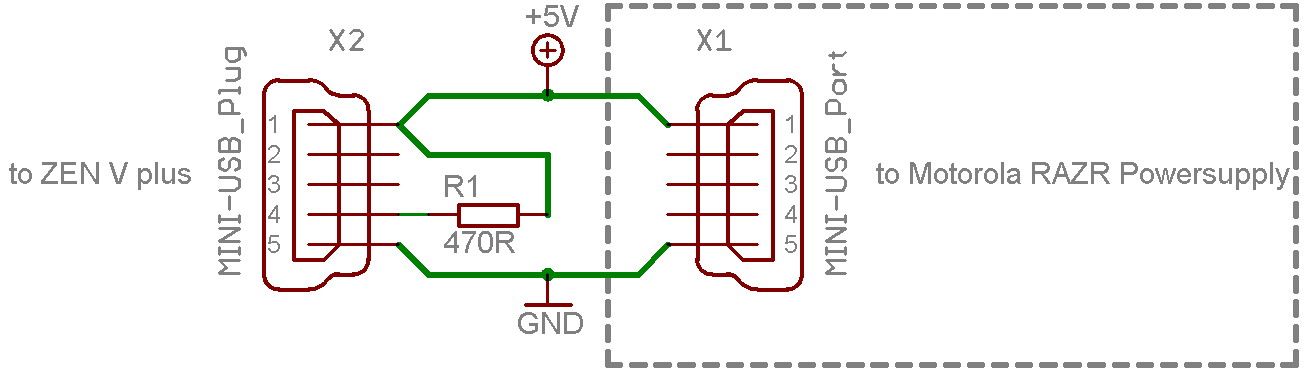 100% Working USB Charging Adaptor for Creative ZEN V Plus MP3 Players