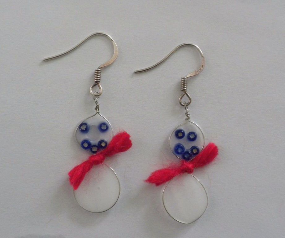 Easy Wire Snowman Earrings