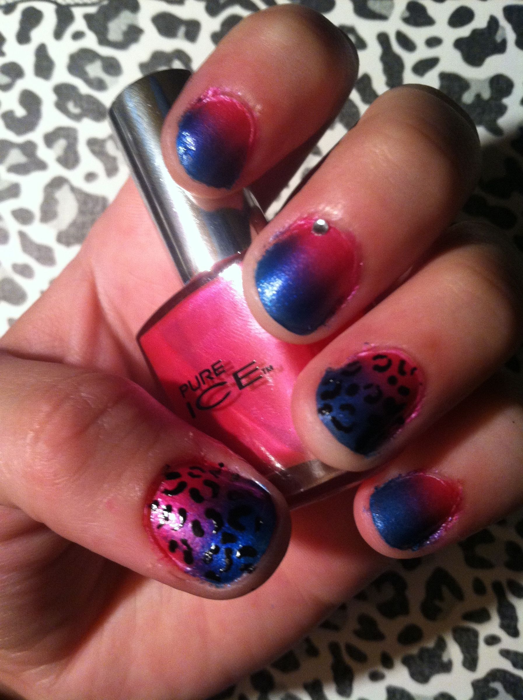 DIY OmbrÃ© Cheetah-print Nails :3
