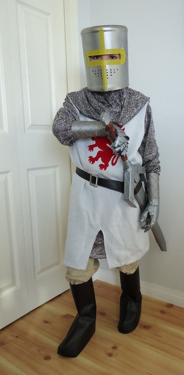 DIY Youth Knight Costumes With Helmet, Sword,  and Gauntlets