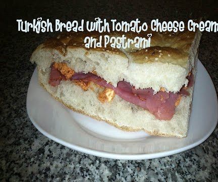 Turkish Bread With Tomato Cheese Cream and Pastrami Recipe