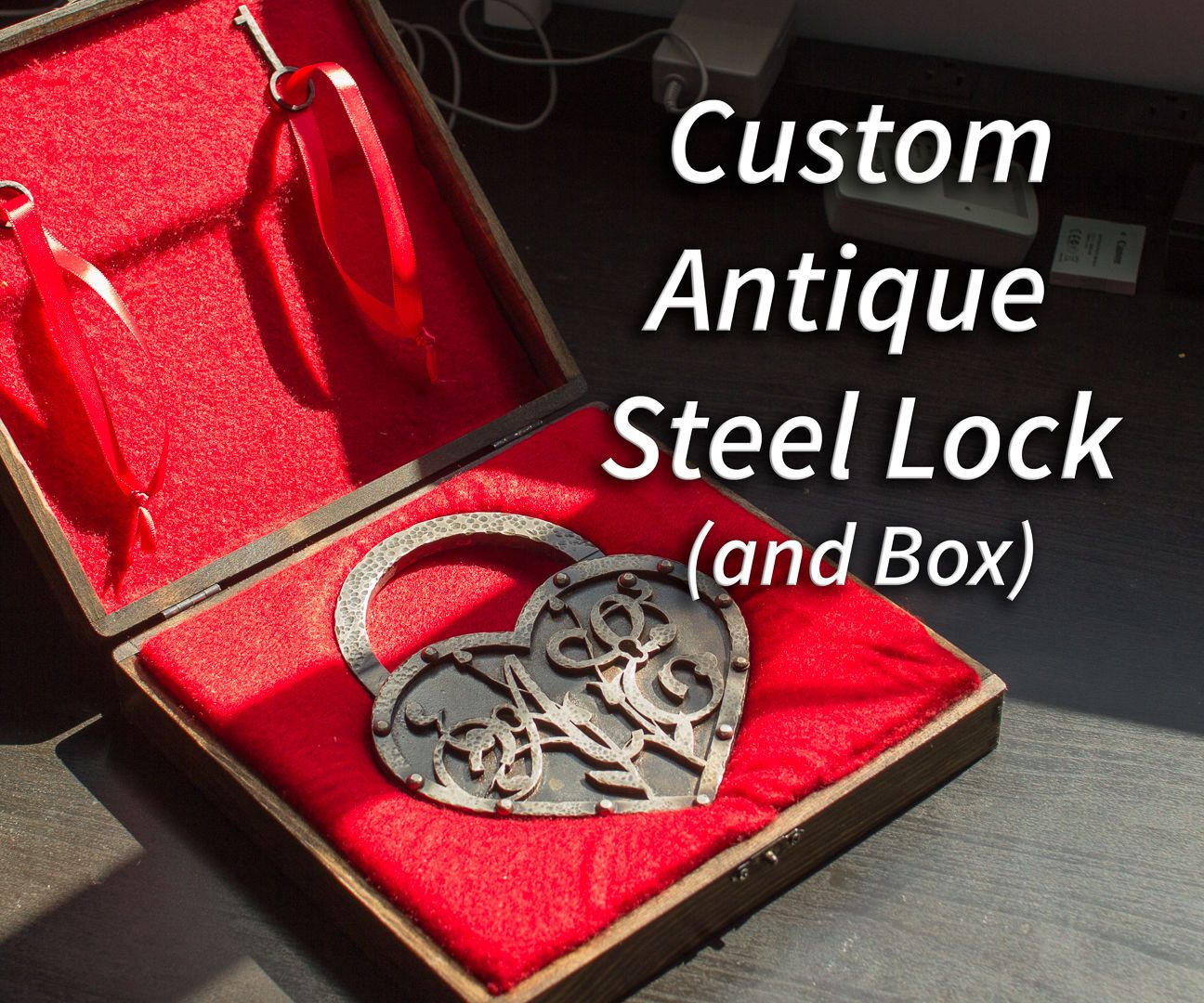 Custom Antique Steel Lock and Wood Box 