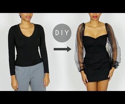 DIY Sheer Puff Sleeves Sweetheart Top (Easy Sewing!)
