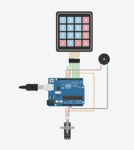 A Password Lock Using Keypad and Servo Which Opens the Lock When the Correct Password Is Entered and Beeps the Buzzer When Wrong Password Is Entered.