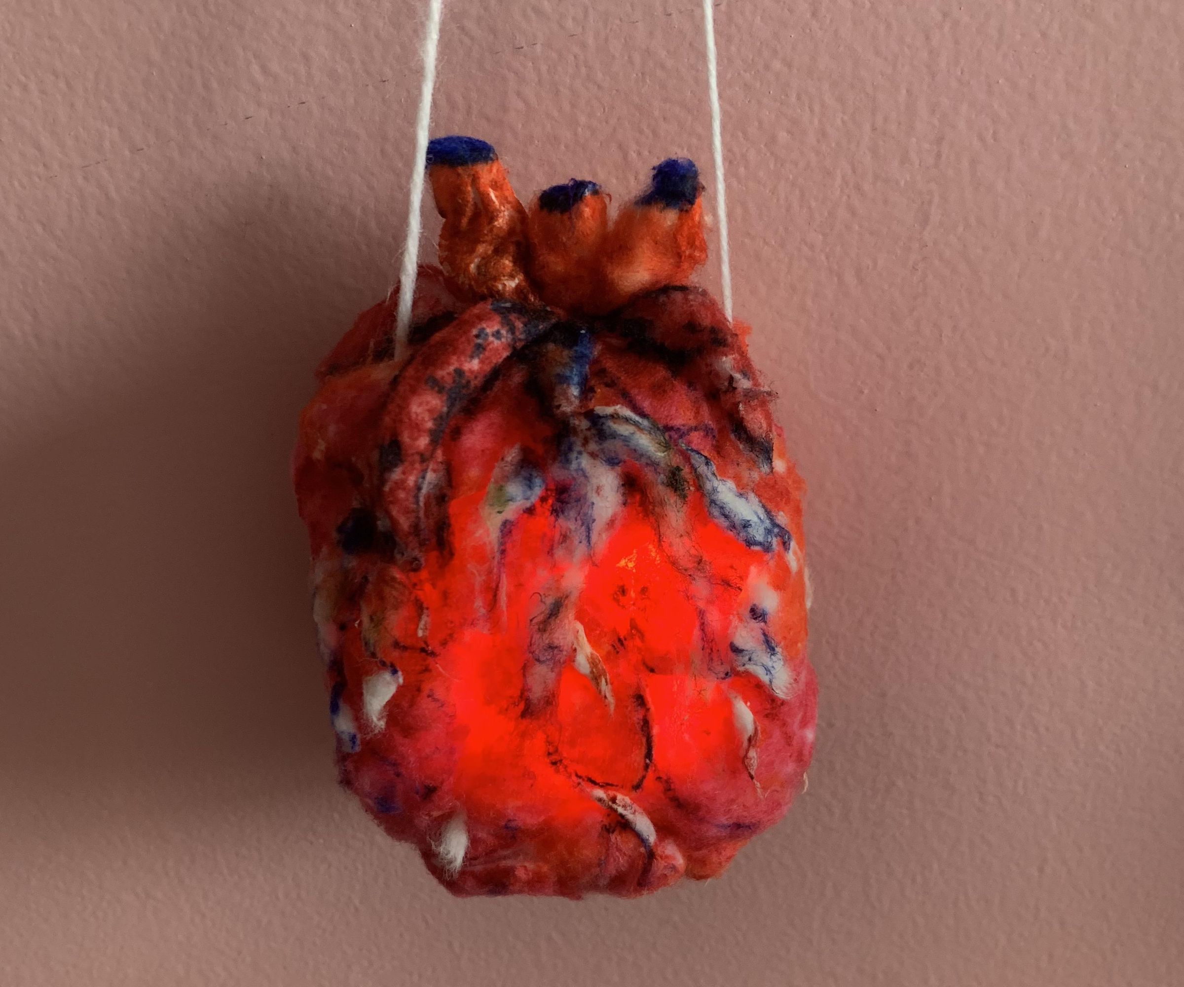 Illuminated Pulsating Hangable Heart Sculpture 