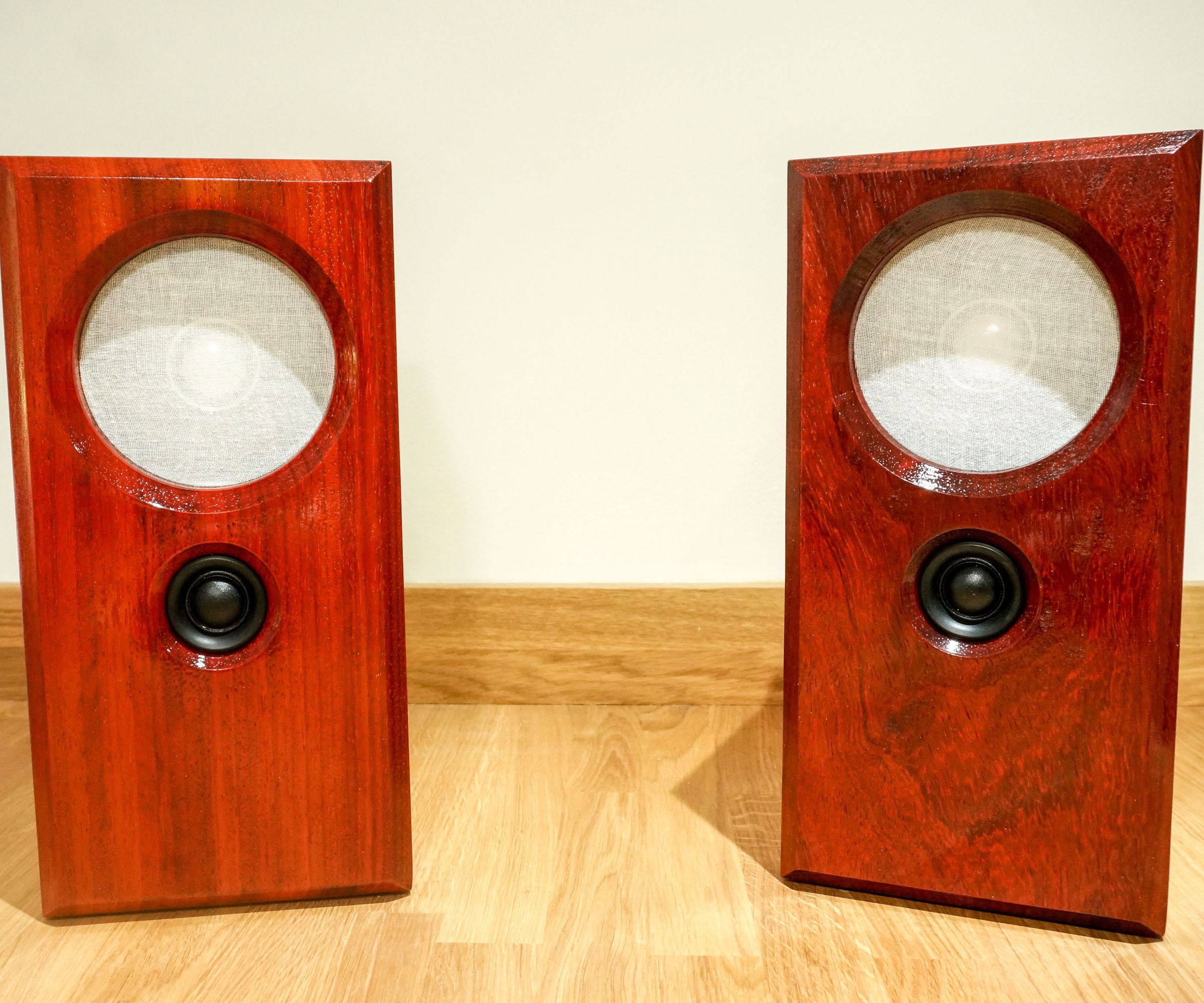 Making Solid Padauk and Maple Bookshelf Speakers