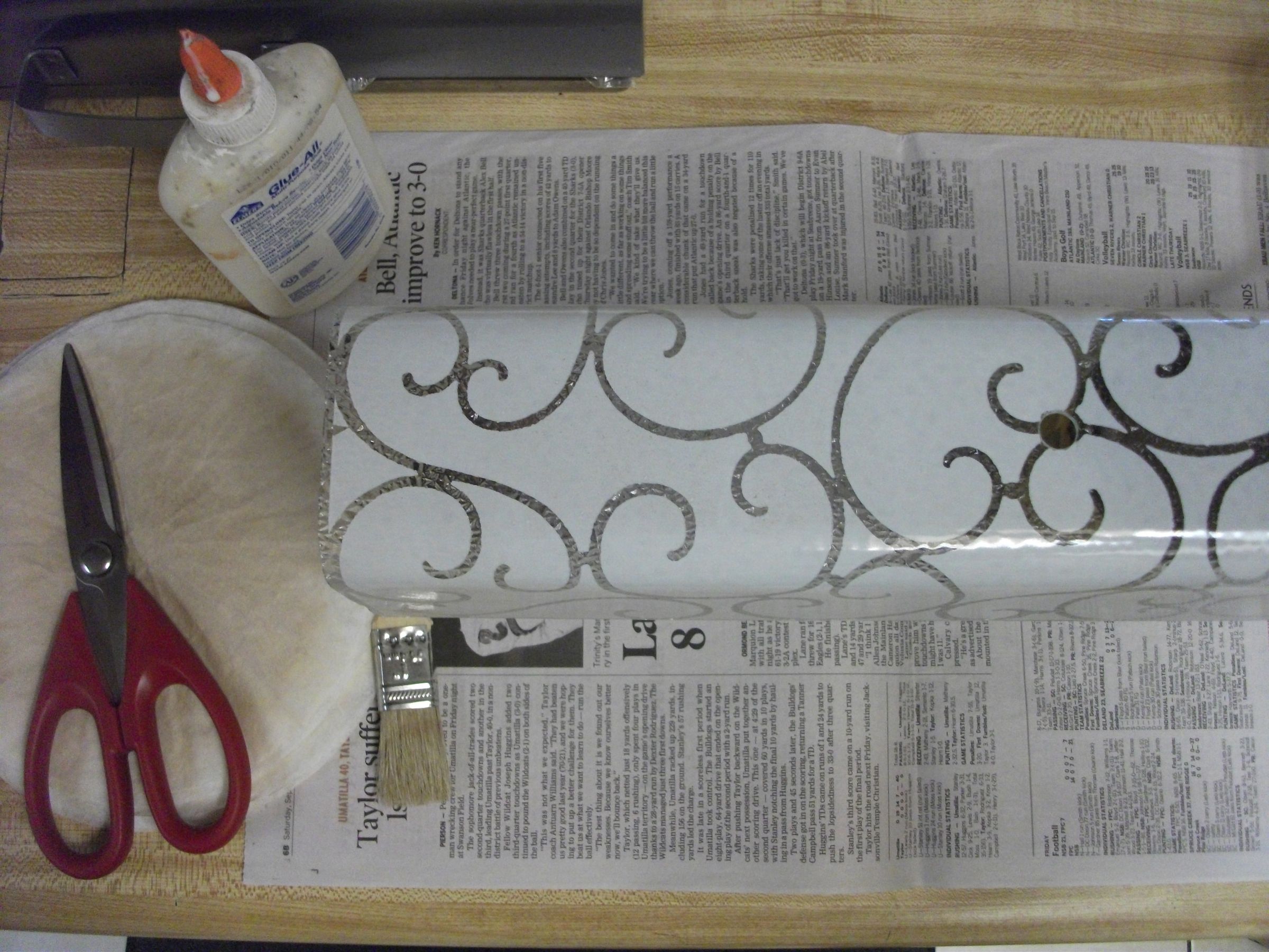 Refurbish Vanity Bathroom Light With Paper Coffee Filters, Leaves and
