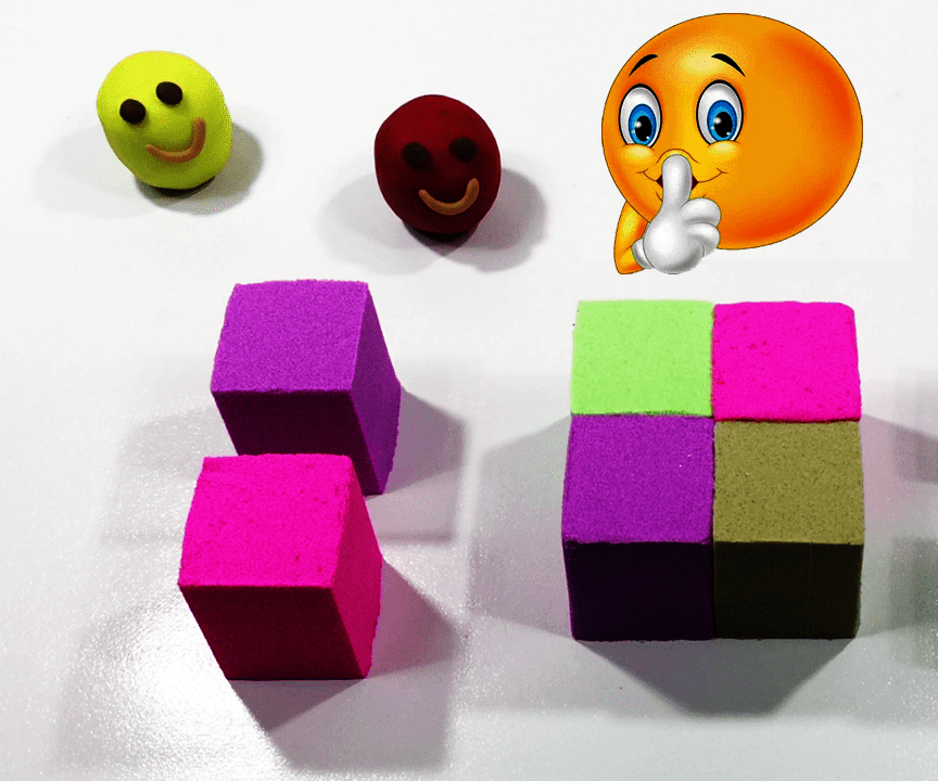 DIY How to Make Kinetic Sand Cube Giant Rainbow Cube and Play Doh Smiley Faces