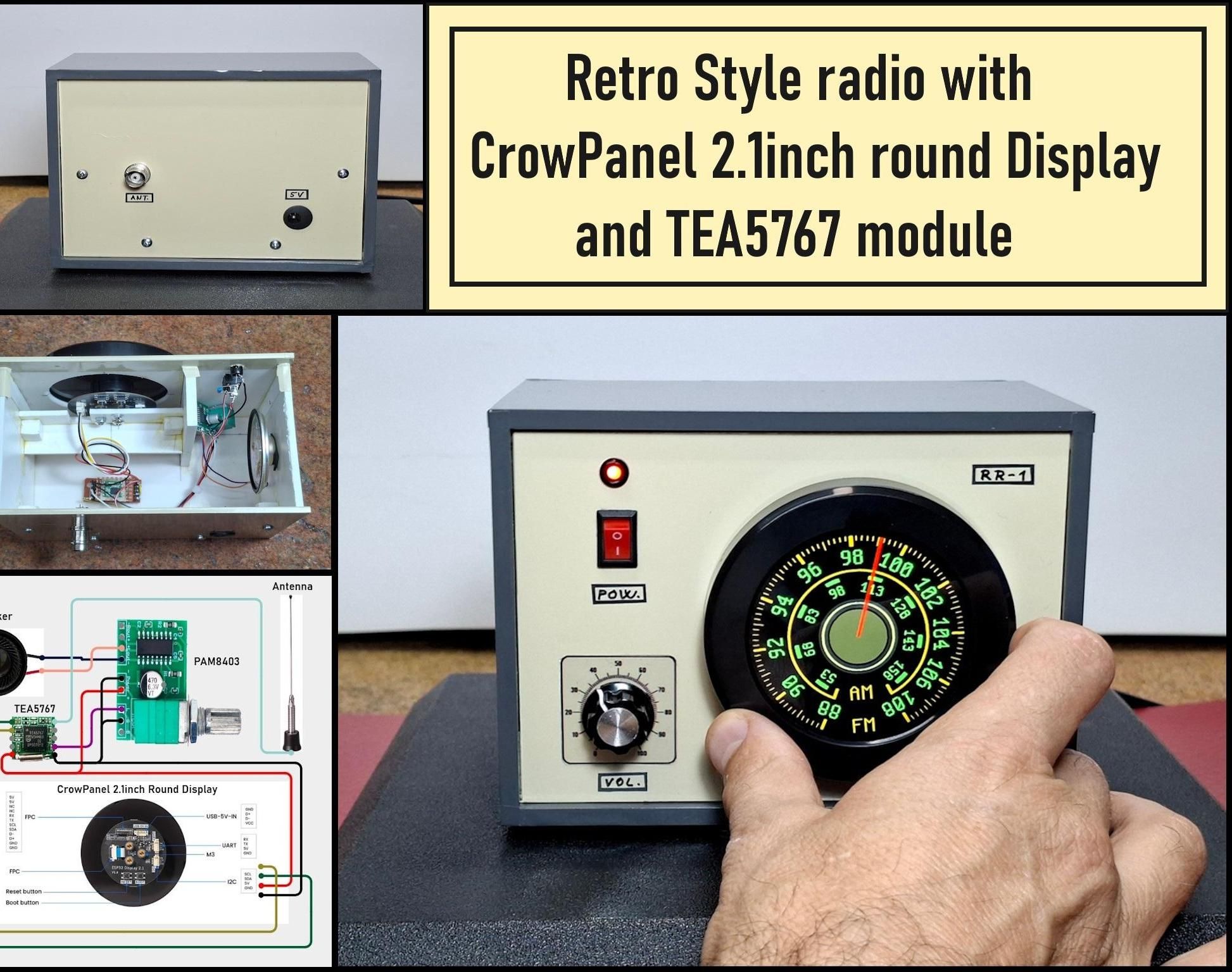Retro Style Radio With CrowPanel 2.1inch Round Display (TEA5767)