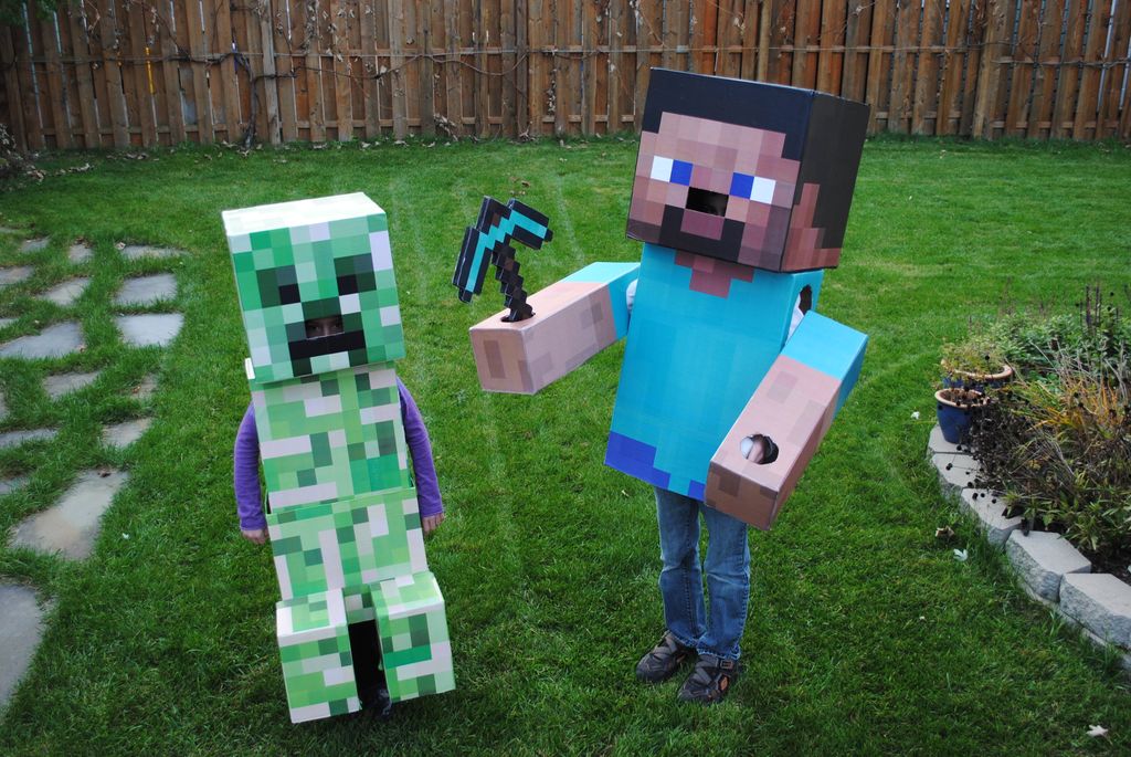 Person In Minecraft Steve Minecraft Costume Side View