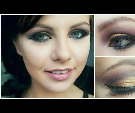 Purple and Gold Cut Crease Eye Makeup