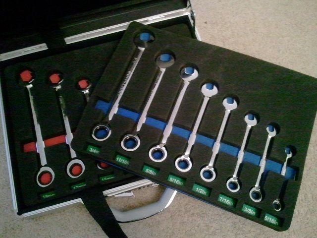 Case for Wrenches With Custom Cut Foam Insert