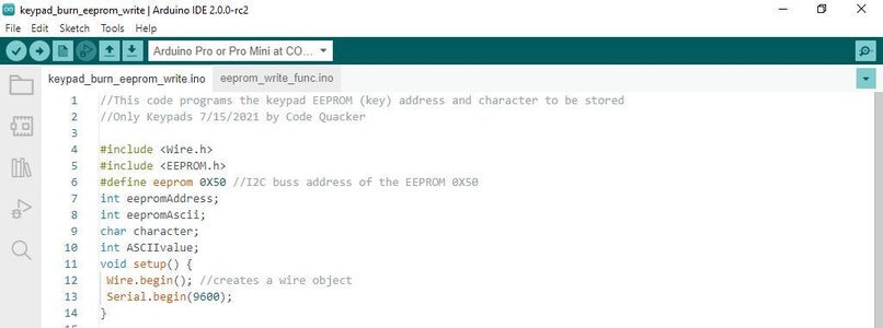  (Part 3) Arduino File Structure for EEPROM Write Code