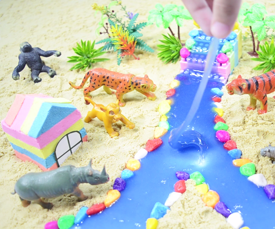 How to Make Stream of Water in the Forest With Kinetic Sand Slime