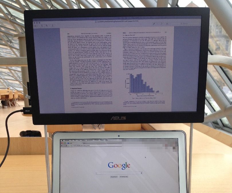 Secured MacBook Air With Portable External Monitor