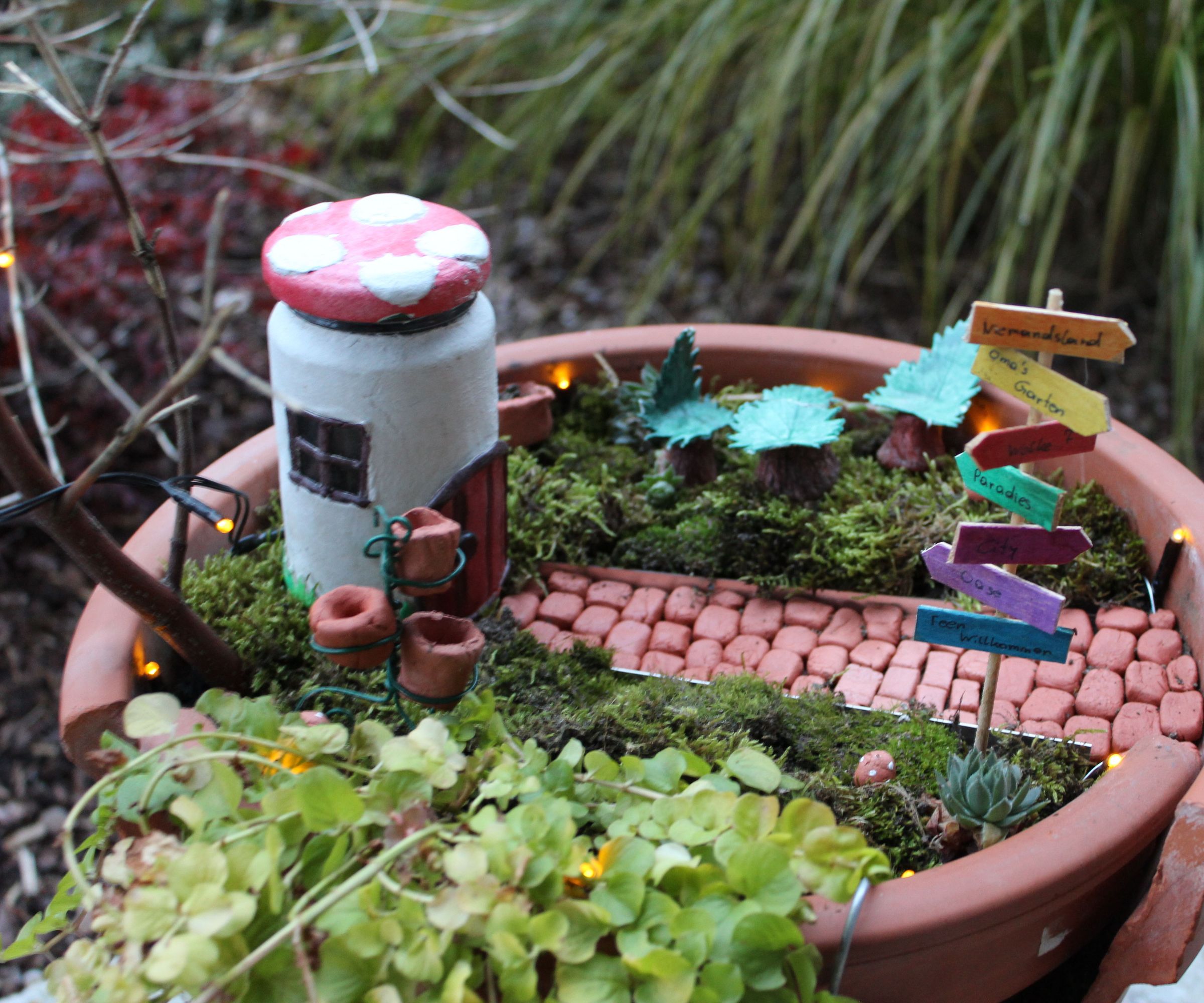 Broken Clay Pot Fairy Garden