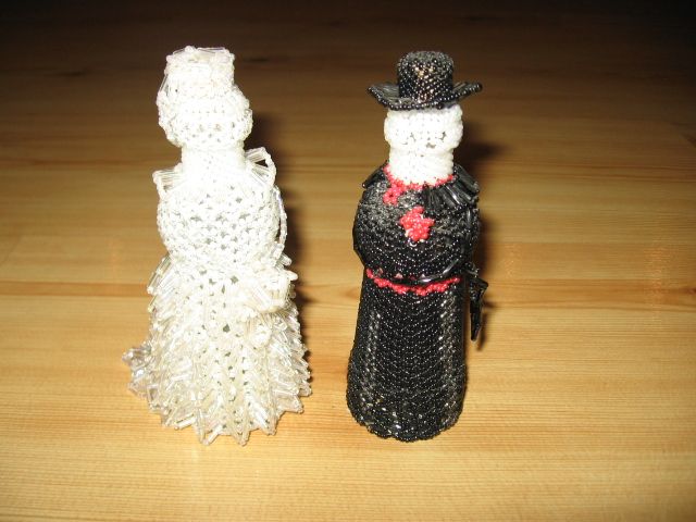 Glass Beaded Bride and Groom Cake Topper