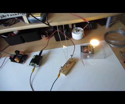 ZVS Driver : Jacobs Ladder and Flyback Powering 12v LED on Excess Power