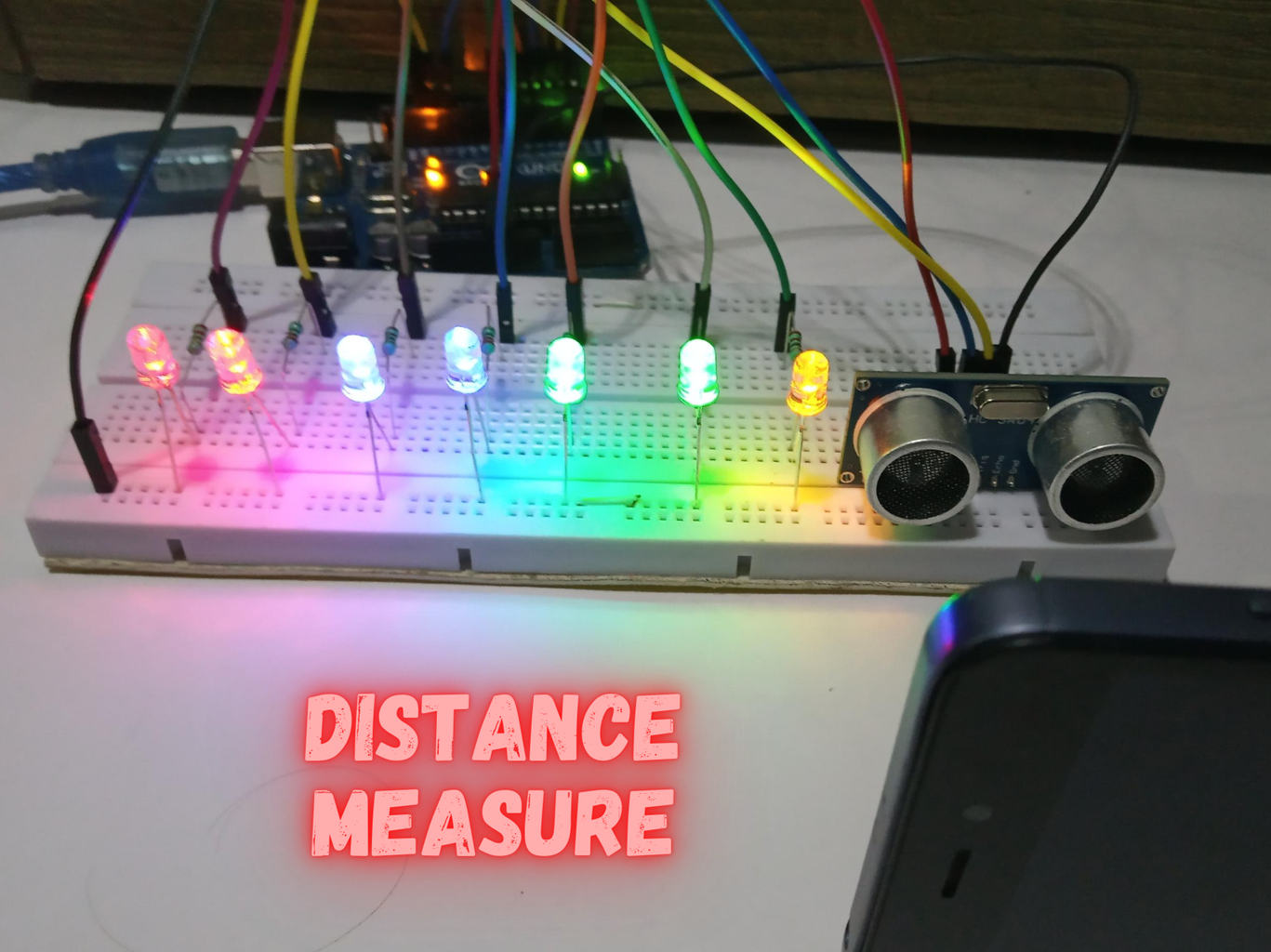 Arduino Ultrasonic Sensor HC-sr04 Led + Distance Measure Projects. : 6 ...