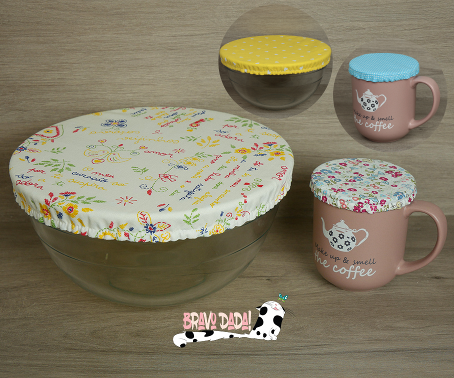 DIY How to Make Reversible Mug and Bowl Covers - Sew Fabric Dish Covers - Bravo Dada! Sewing Tutorial
