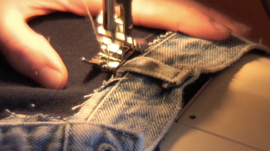 Sew Jean and Sweatshirt Together