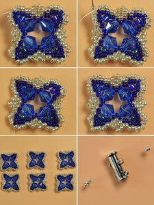 Make the Seventh Part of the Blue Glass and Seed Bead Bracelet