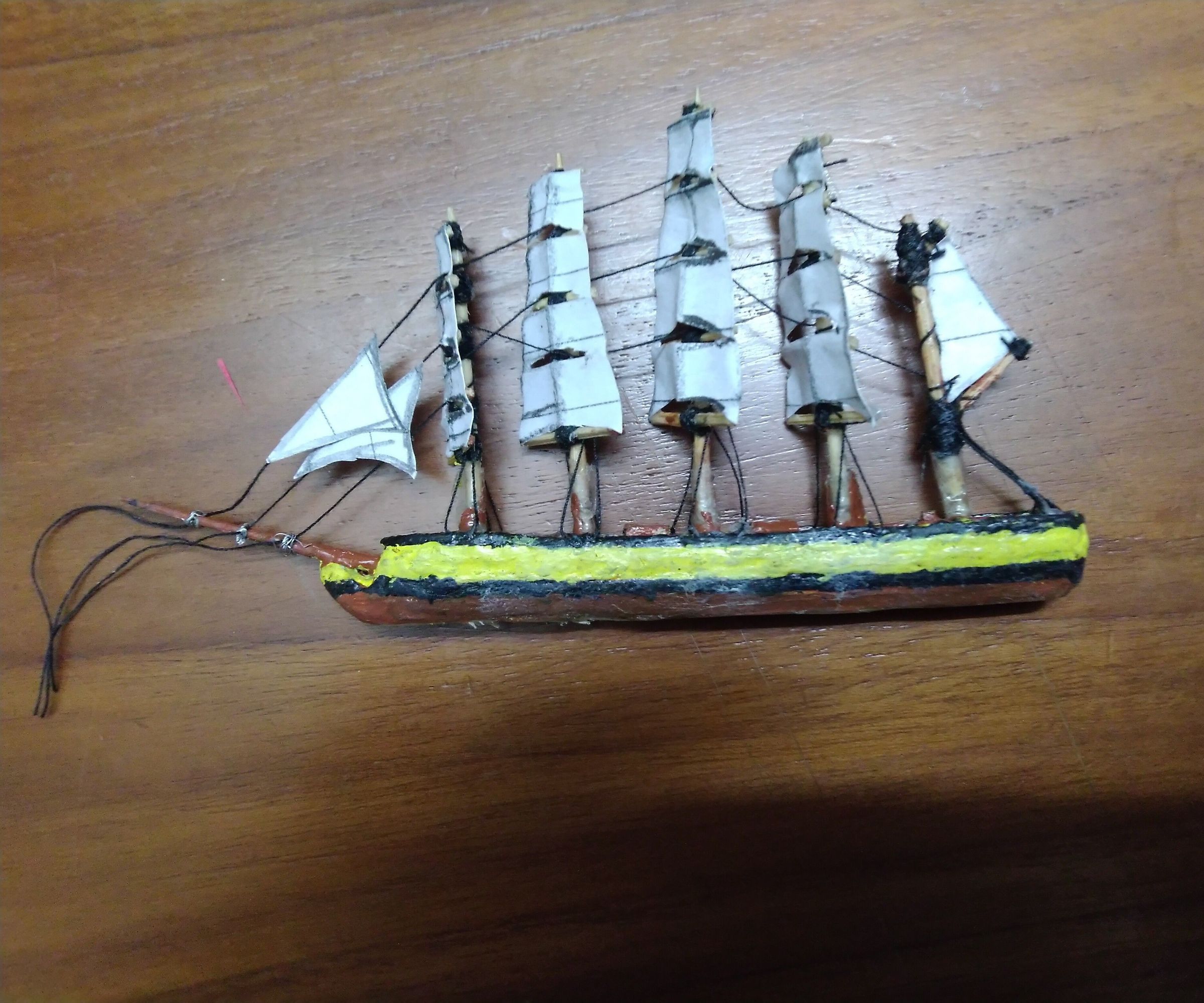 Easy , Mini Wood Sailing  Ship From Popsicle Sticks