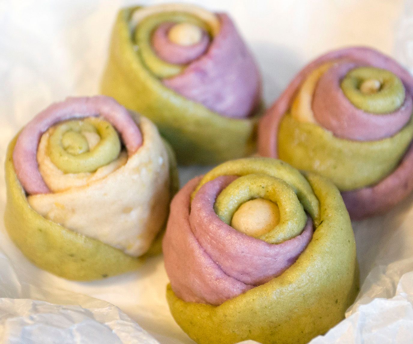 Colored Rose Steamed Bread