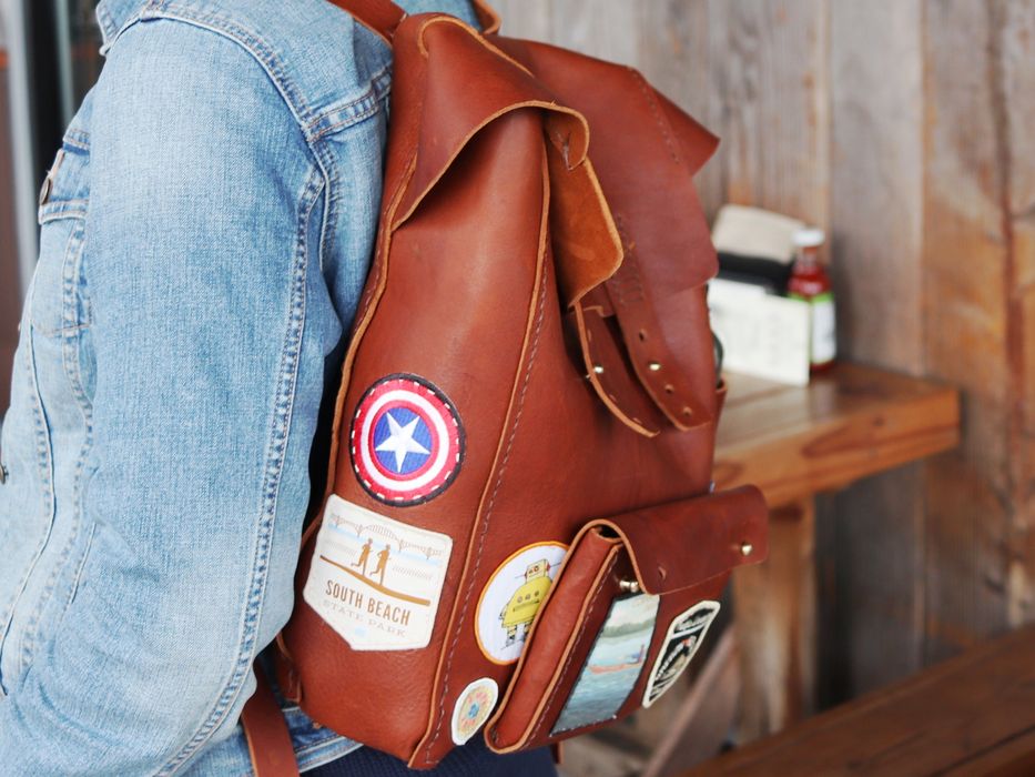 best leather to make a backpack POPSEWING Contrast Color DIY Kit Inside laptop compartment Best Leather Backpack for Travel: