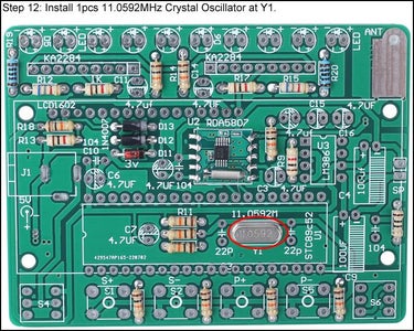 Install 1pcs 11.0592MHz Crystal Oscillator at Y1