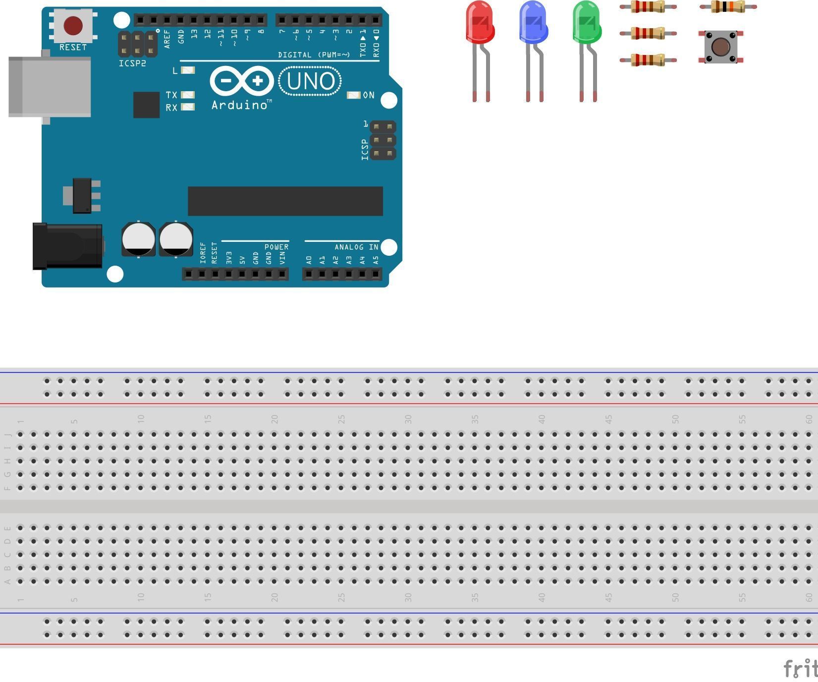 Interrupt Pin with LED's and Button
