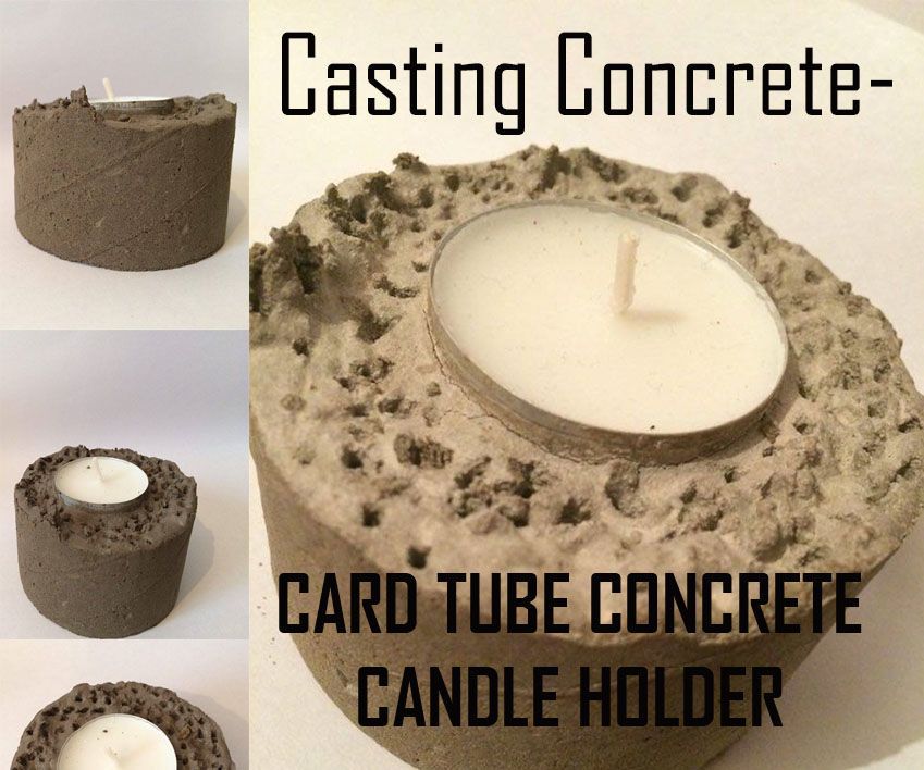 Tube Cast Concrete Candle Holder