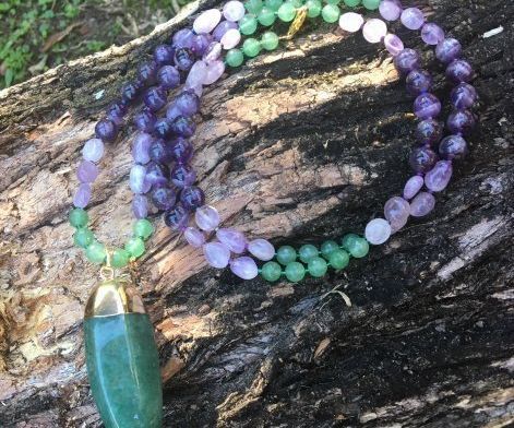 Aventurine & Amethyst Long Boho Necklace