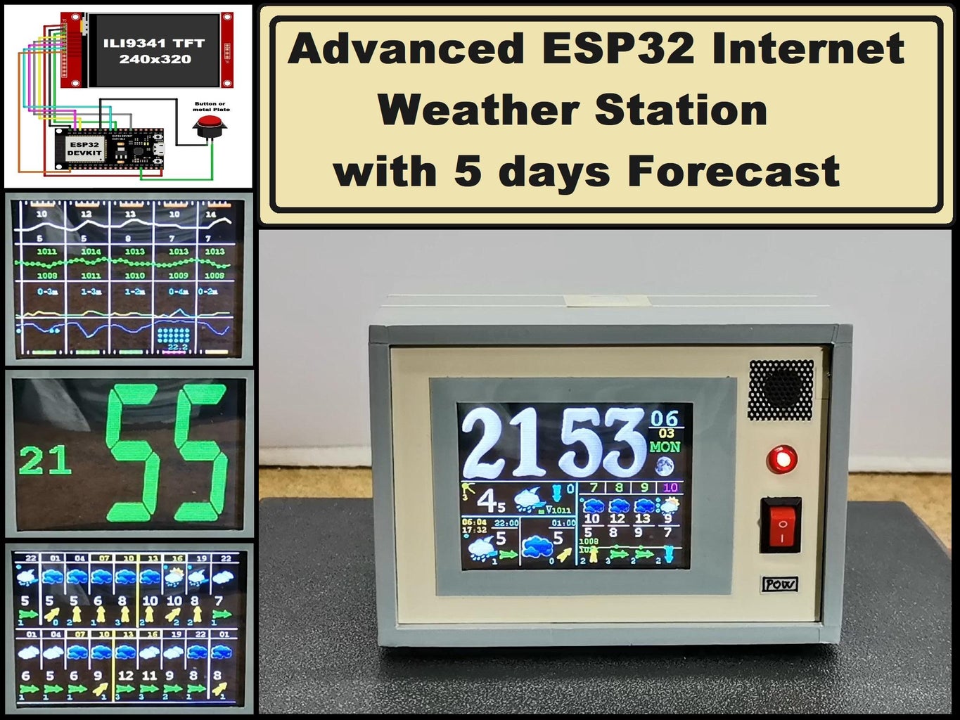 Advanced ESP32 Internet Weather Station With 5 Day Forecast : 9 Steps ... Circuit Diagram