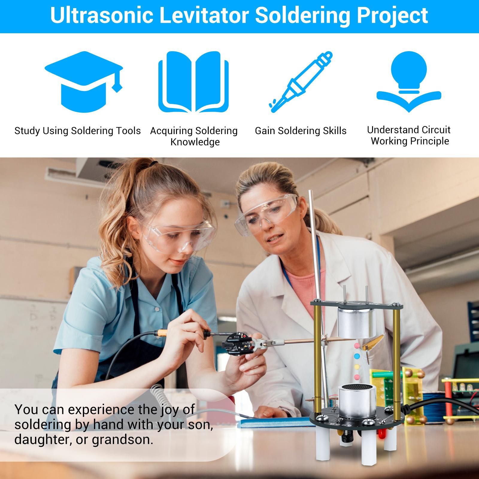 Ultrasonic Levitator Soldering Practice Kit, Standing Wave Controlled