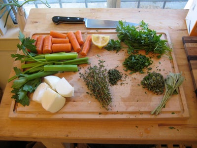 turkey with carrots celery and onions