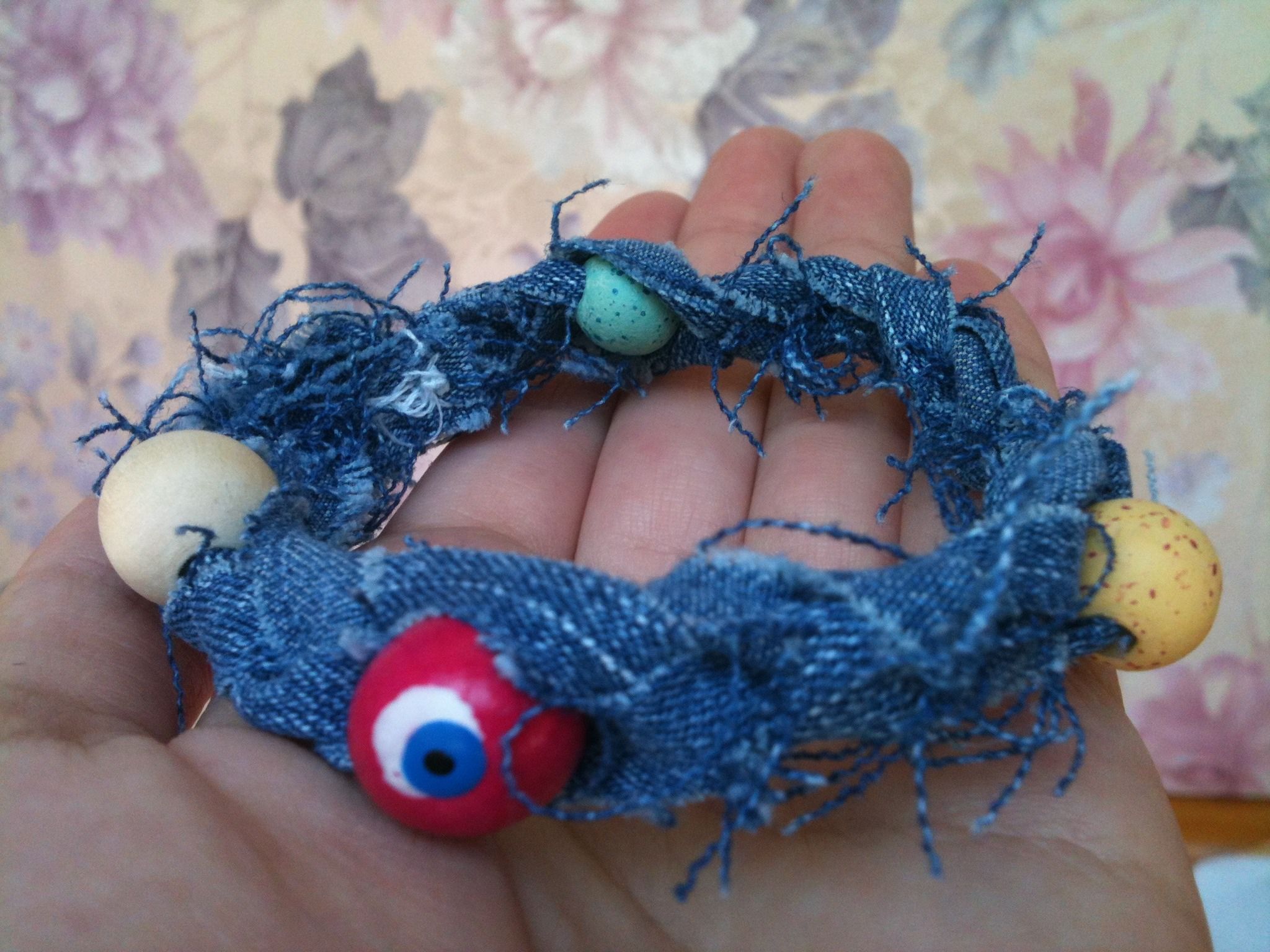 Summer Denim Beaded Bracelet