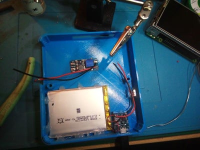 Solder Battery, TP4056 and Switch.